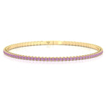 Flexible Natural Pink Sapphire Bangle 14K Yellow Gold, Front