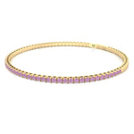 Flexible Natural Pink Sapphire Bangle 14K Yellow Gold, Tilted