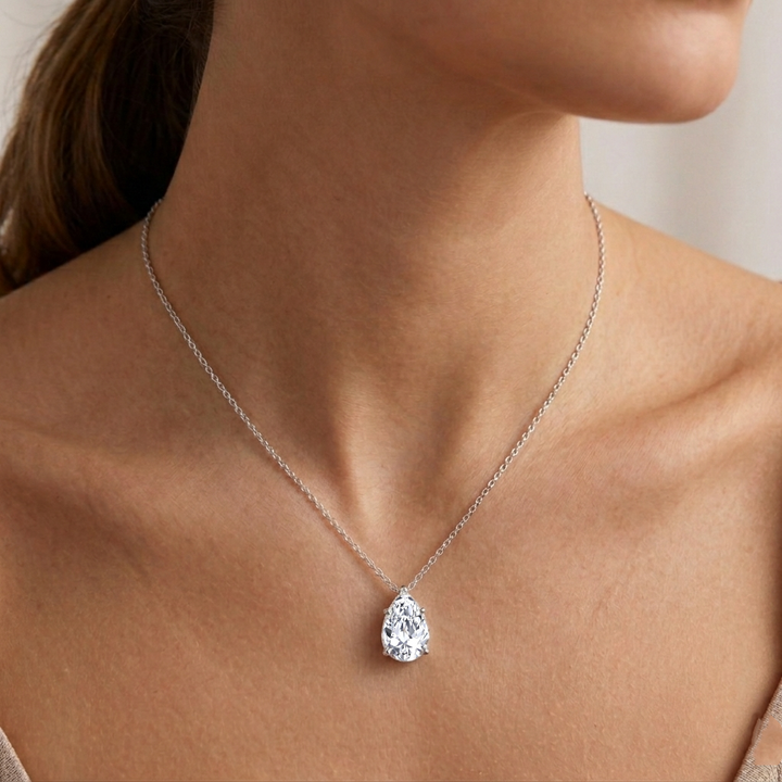 Floating Pear Shape Natural Diamond Pendant