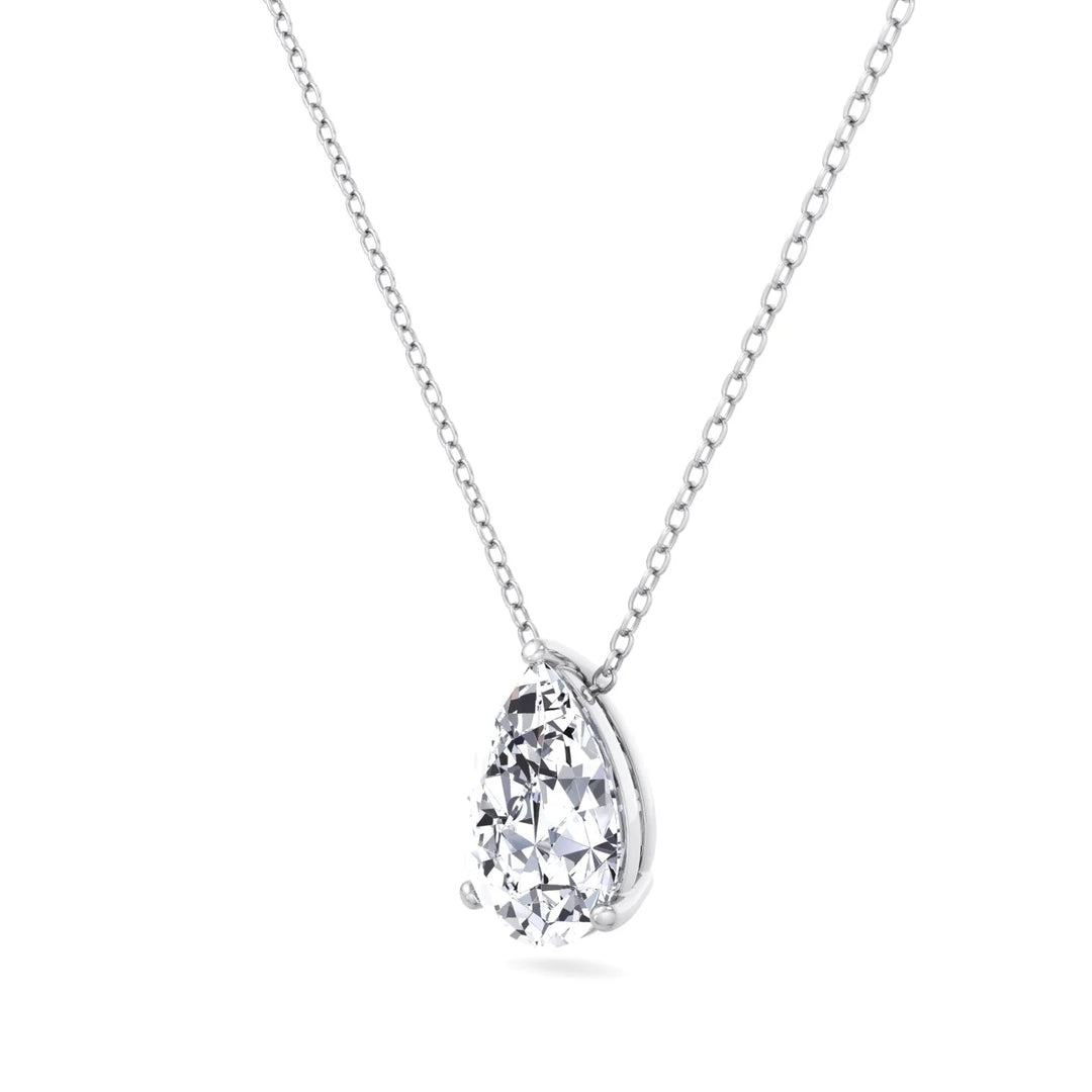 Floating Pear Shape Lab Grown Diamond Pendant WG 3