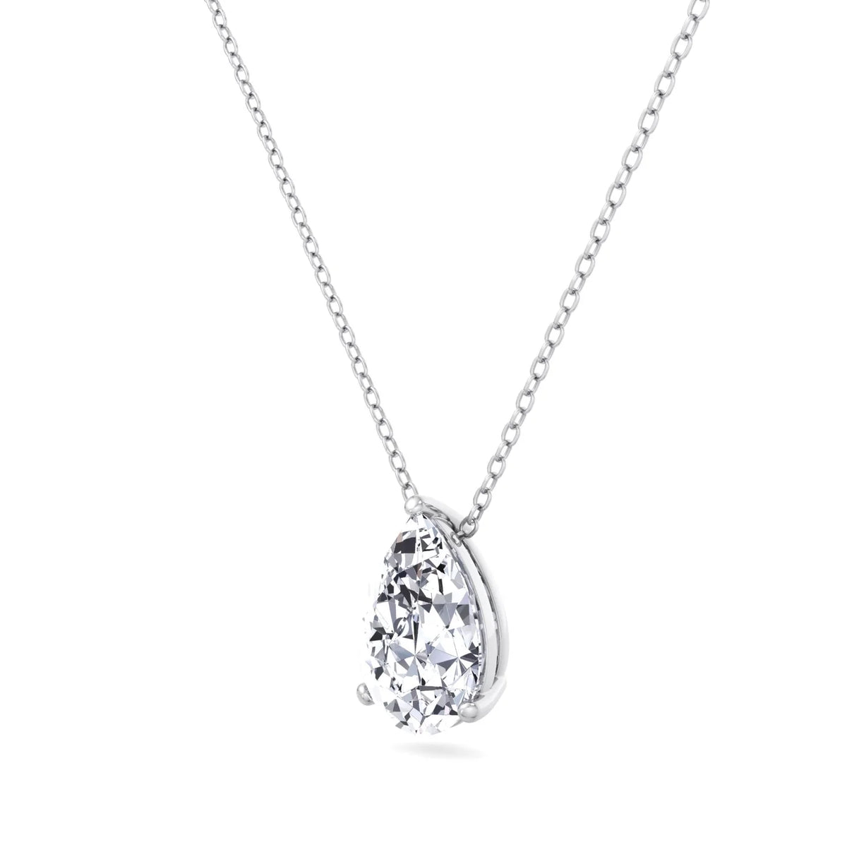 Floating Pear Shape Lab Grown Diamond Pendant WG 3