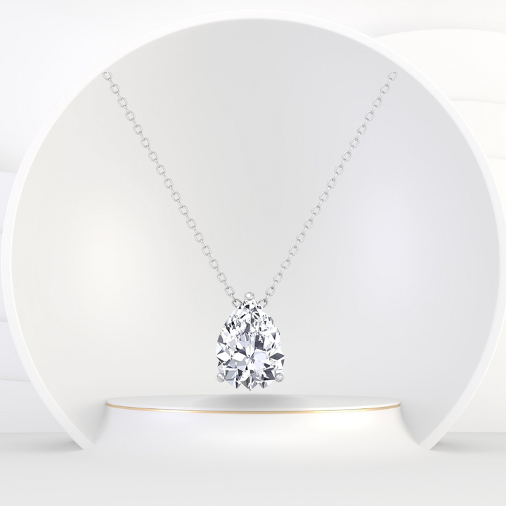 Floating Pear Shape Lab Grown Diamond Pendant WG