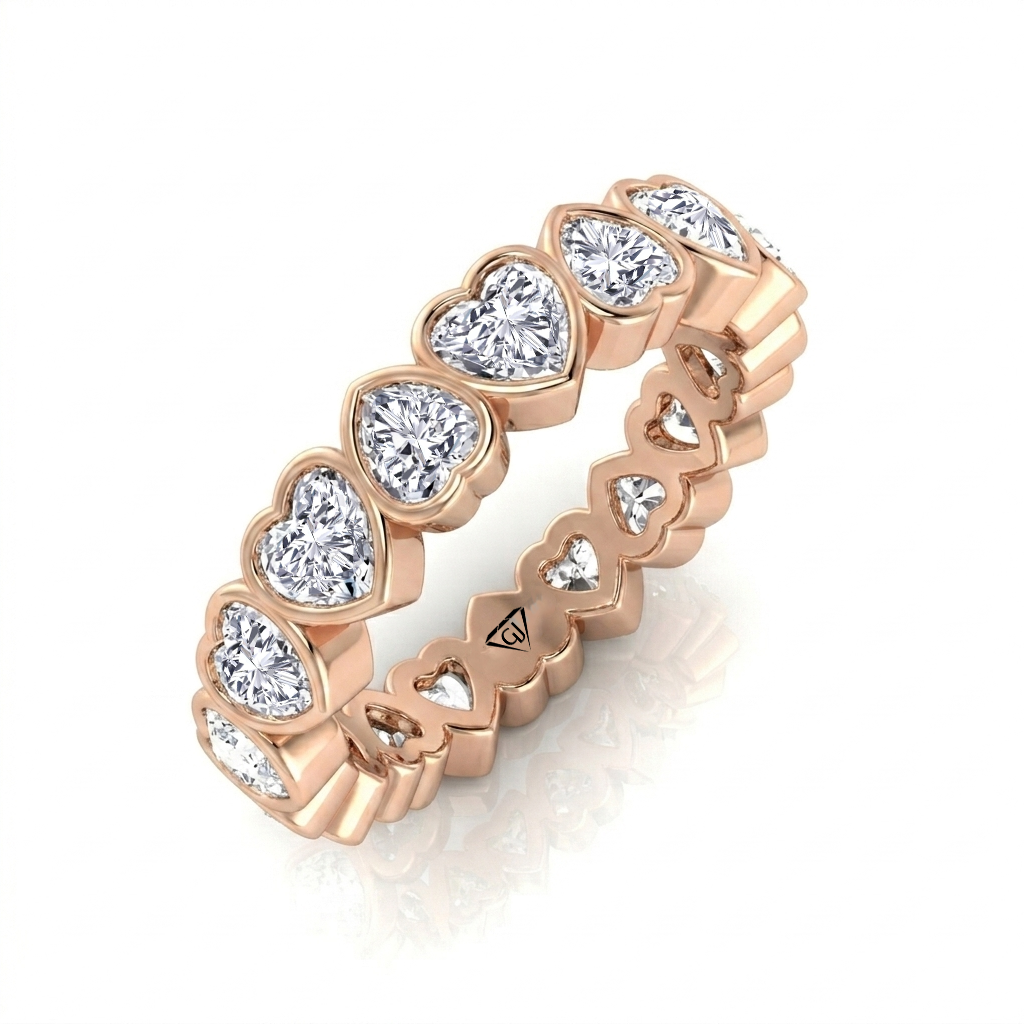 Heart Shape Bezel Set Diamond Eternity Band RG 