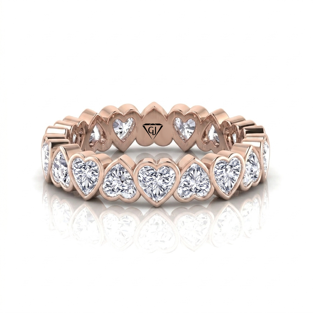Heart Shape Bezel Set Diamond Eternity Band RG 2
