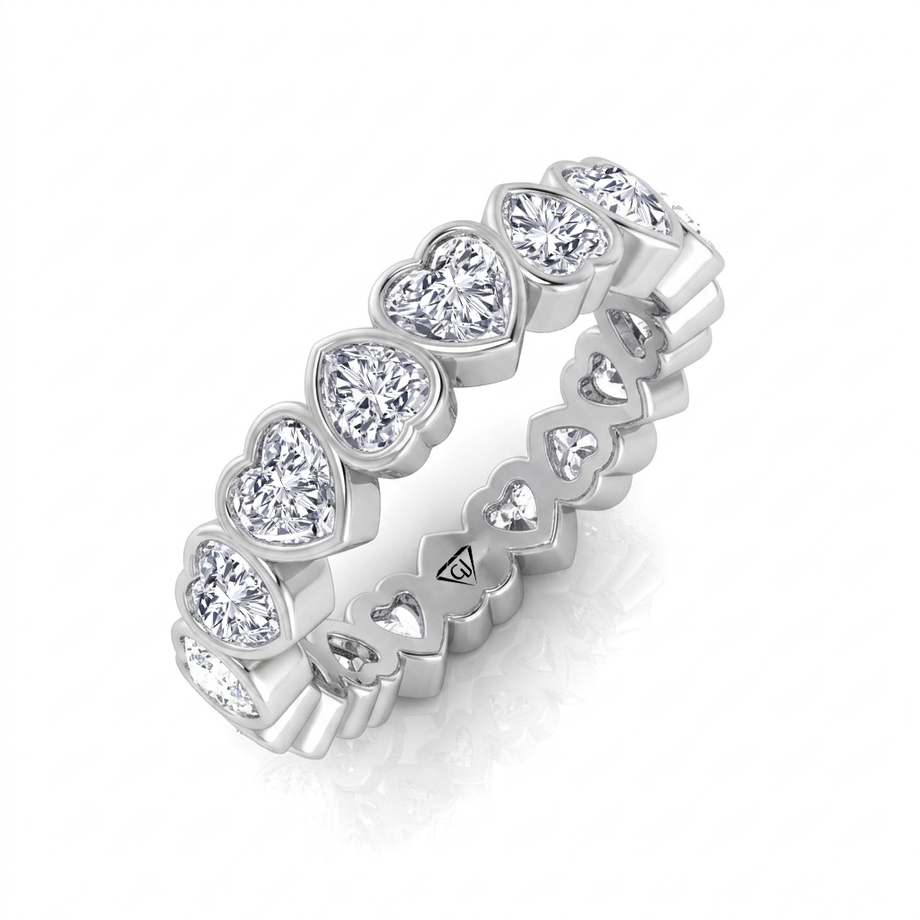 Heart Shape Bezel Set Diamond Eternity Band WG 2