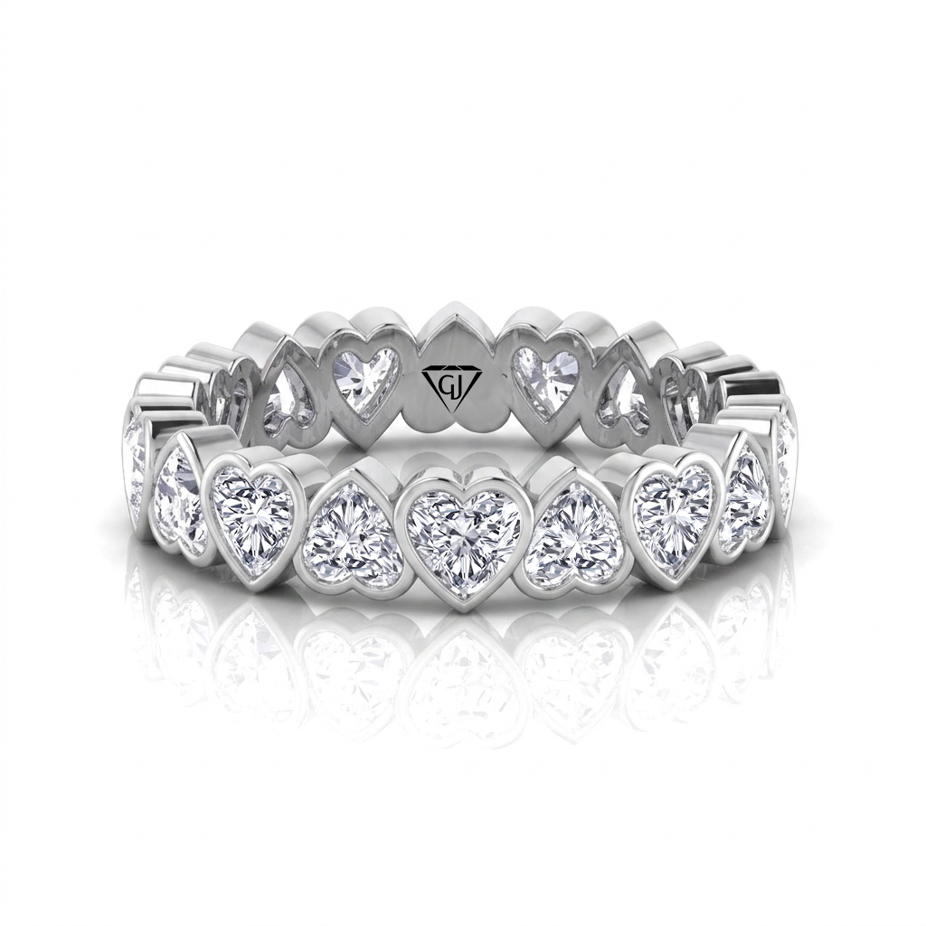 Heart Shape Bezel Set Diamond Eternity Band WG 