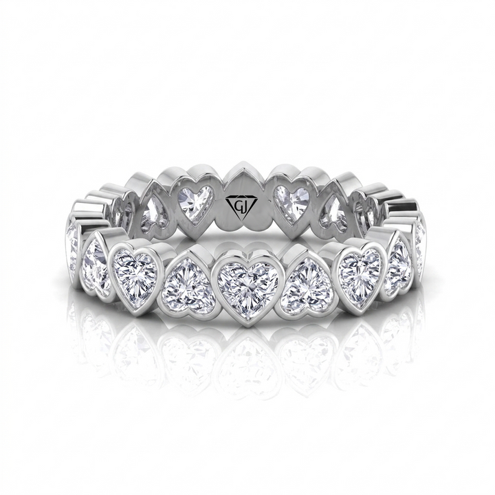 Heart Shape Bezel Set Diamond Eternity Band WG 