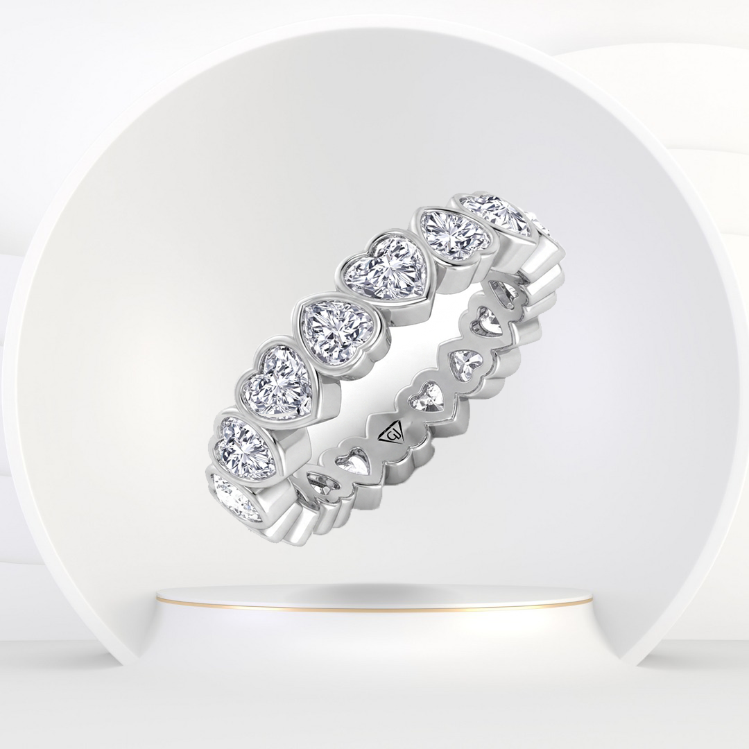 Heart Shape Bezel Set Diamond Eternity Band