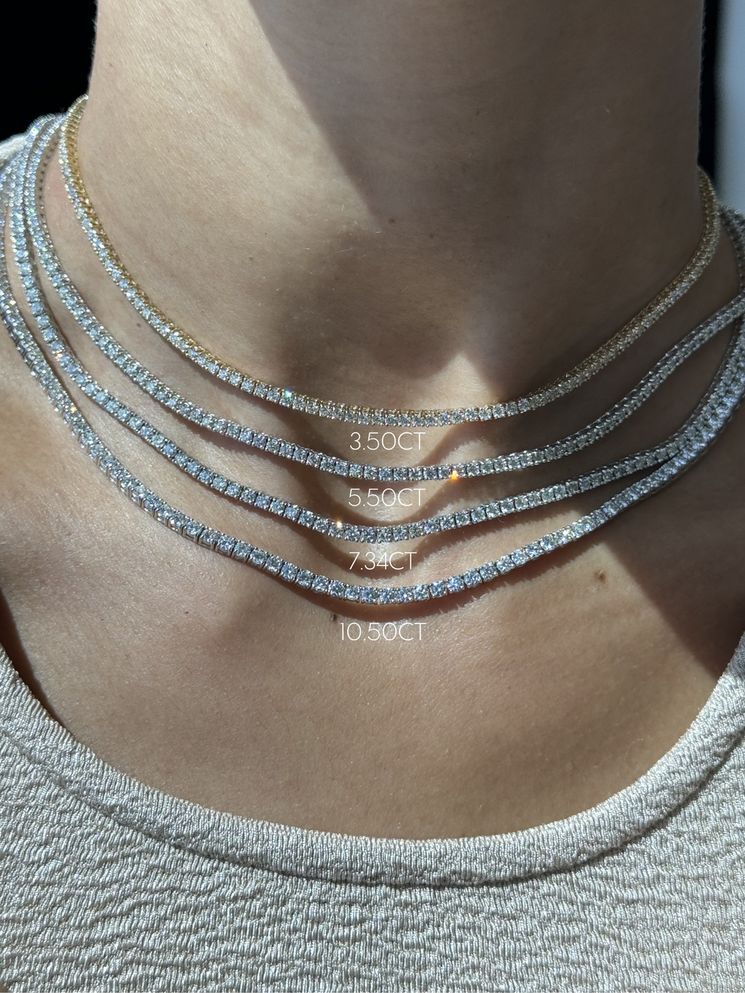 4-Prong Natural Diamond Tennis Necklace - 14K Solid Gold