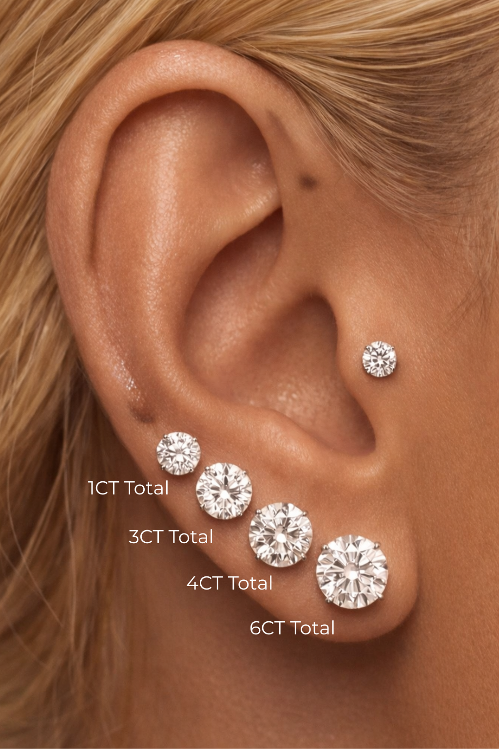 4 Prong Round Natural Diamond Studs