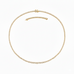 3-Prong Riviera Graduated Natural Diamond Tennis Necklace with Extender Yellow Gold