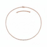 3-Prong Riviera Graduated Natural Diamond Tennis Necklace with Extender Rose Gold