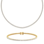 Gift Set - 6.4CT Crown Crown Prong Diamond Tennis Necklace & 4CT Crown Prong Diamond Tennis Bracelet in 14k Solid Gold - Gem Jewelers Co
