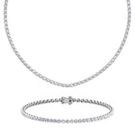 Gift Set - 6.4CT Crown Crown Prong Diamond Tennis Necklace & 4CT Crown Prong Diamond Tennis Bracelet in 14k Solid Gold - Gem Jewelers Co