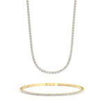 Gift Set - 4CT Diamond Tennis Necklace & 1.05CT Flexible Diamond Bangle in 14k Solid Gold - Gem Jewelers Co