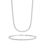 Gift Set - 4CT Diamond Tennis Necklace & 1.05CT Flexible Diamond Bangle in 14k Solid Gold - Gem Jewelers Co