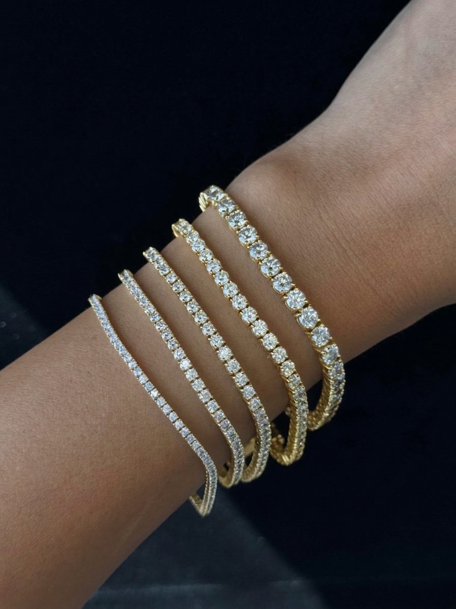 3CT 4 Prong Natural Diamond Tennis Bracelet 14K Solid Gold