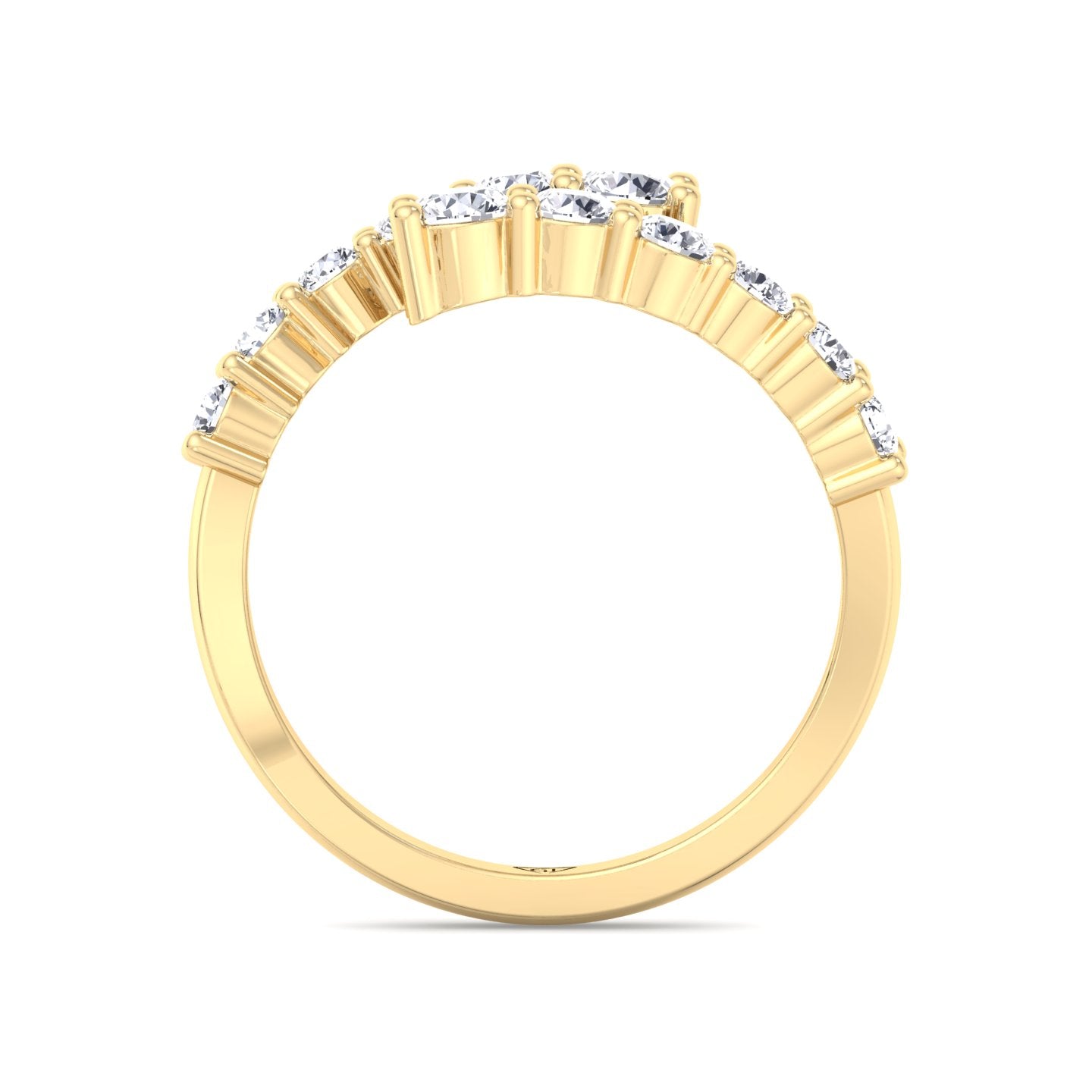 Graduated Round Cut Diamond Ring Yellow Gold
