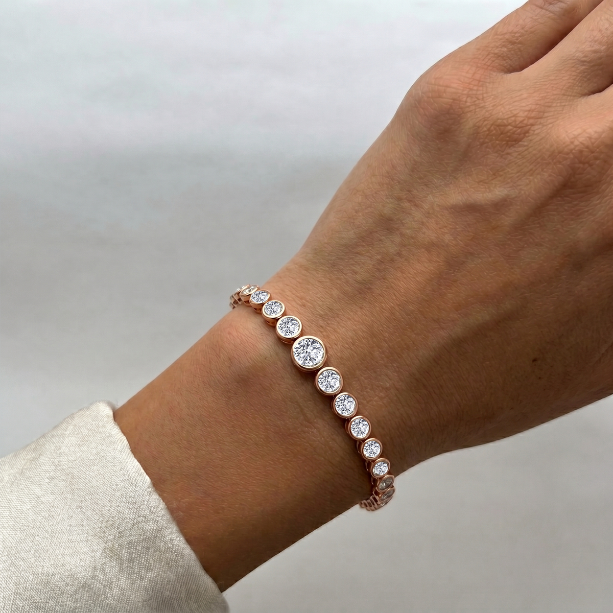 Bezel Set Graduated Natural Diamond Tennis Bracelet lifestyle RG