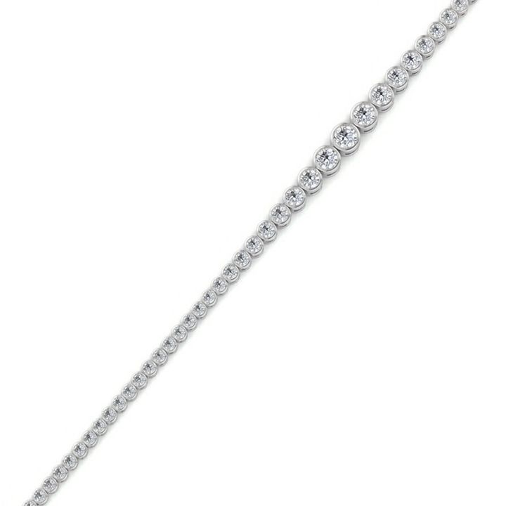 Bezel Set Graduated Natural Diamond Tennis Bracelet 14K Solid Gold