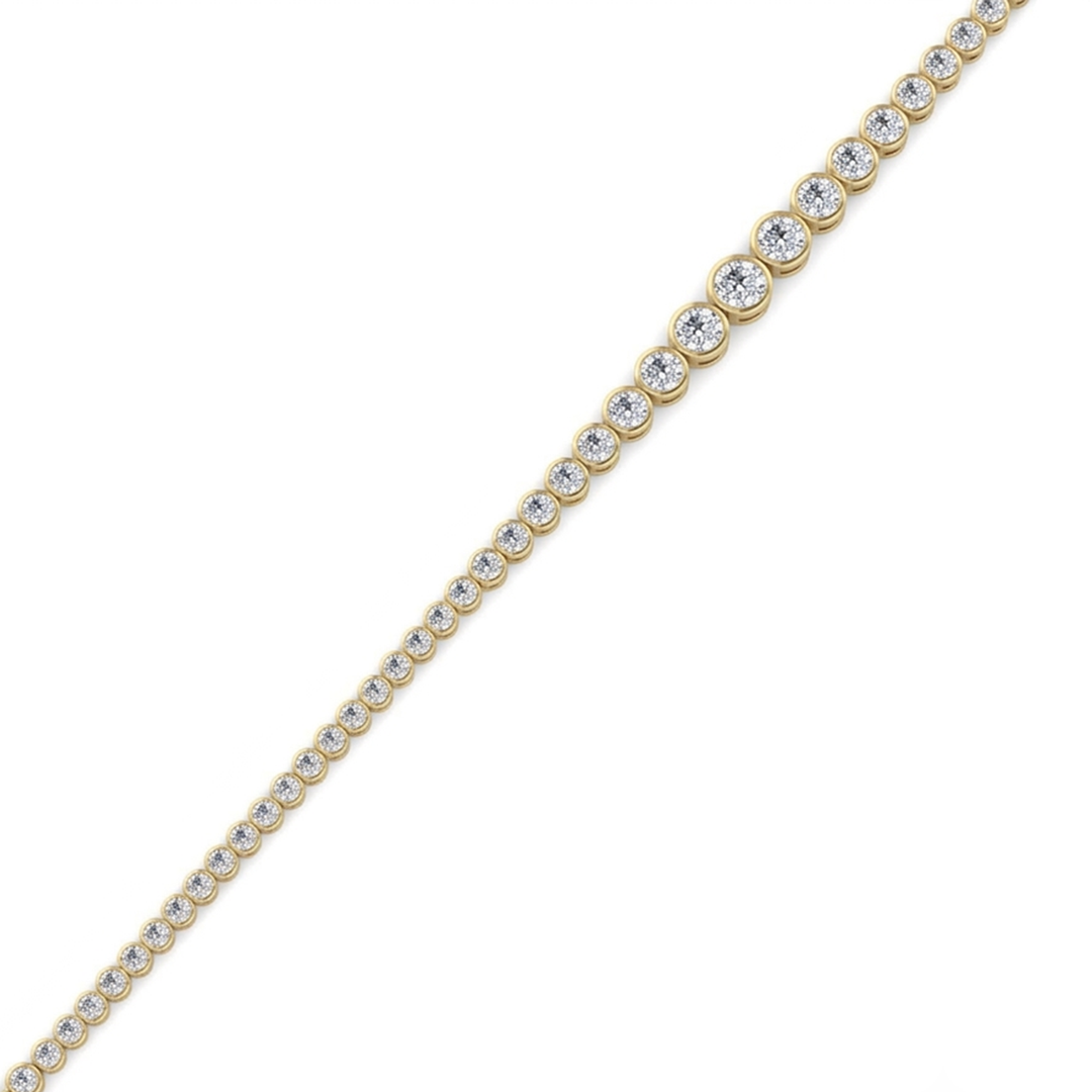 Bezel Set Graduated Natural Diamond Tennis Bracelet 14K Solid Gold