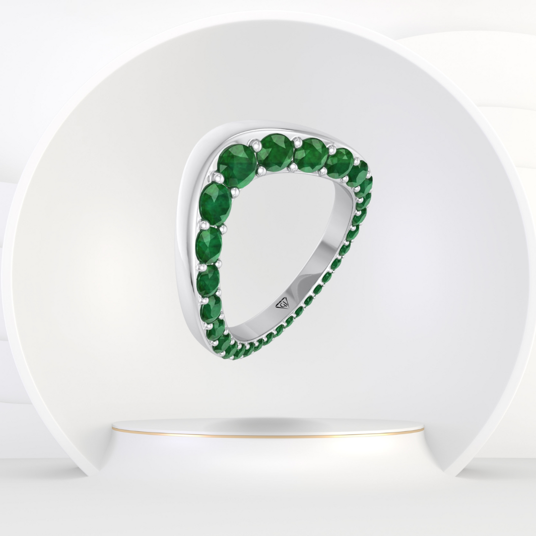 Natural Green Emerald Invisible Halo Eternity Band