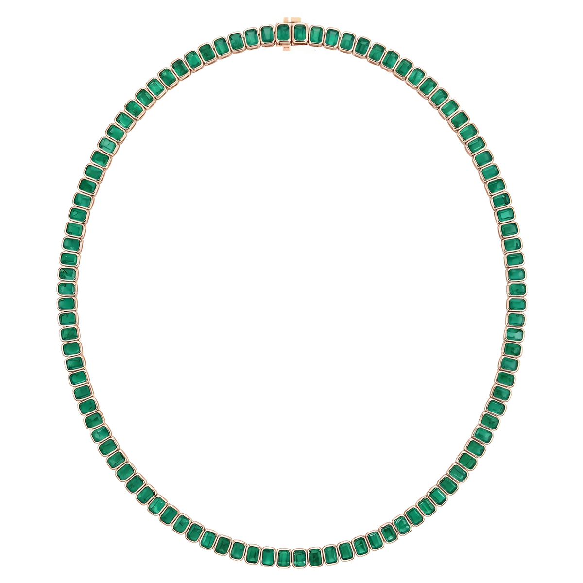 Emerald Cut Bezel Set Natural Green Emerald Tennis Necklace RG