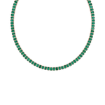 Emerald Cut Bezel Set Natural Green Emerald Tennis Necklace RG 2