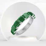 Green Emerald in Emerald Cut Half Eternity Band