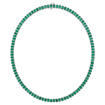 Emerald Cut Bezel Set Natural Green Emerald Tennis Necklace WG