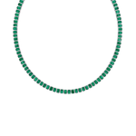 Emerald Cut Bezel Set Natural Green Emerald Tennis Necklace WG 2