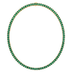 Emerald Cut Bezel Set Natural Green Emerald Tennis Necklace YG