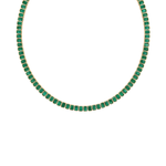 Emerald Cut Bezel Set Natural Green Emerald Tennis Necklace YG 2