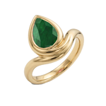 Natural Green Emerald Pear Shape Pinky Ring YG