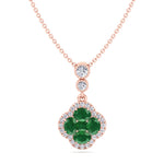 Green Emerald  and Diamond Pendant Rose Gold