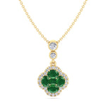 Green Emerald  and Diamond Pendant Yellow Gold