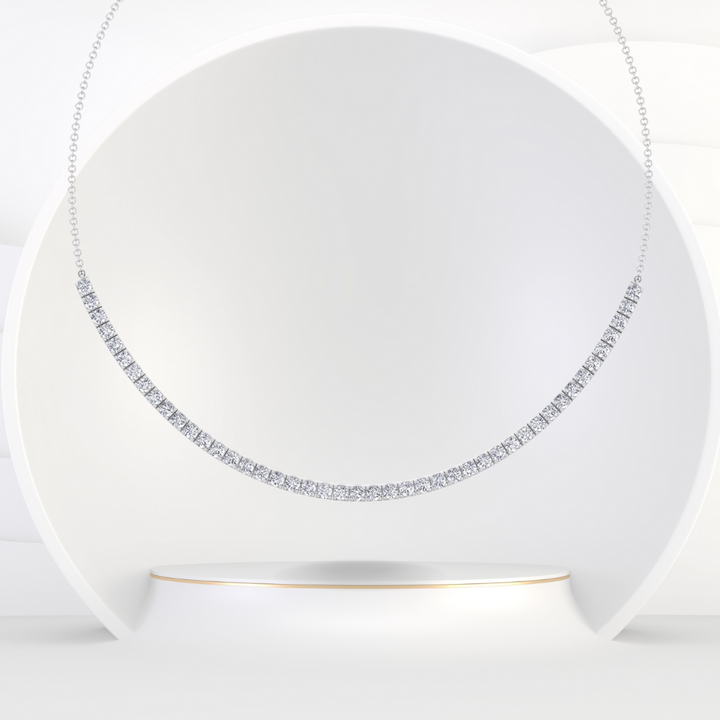 Halfway 4-Prong Natural Diamond Tennis Necklace