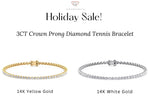 Holiday Deals - 3CT  Diamond Tennis Bracelet in 14K Solid Gold - Gem Jewelers Co
