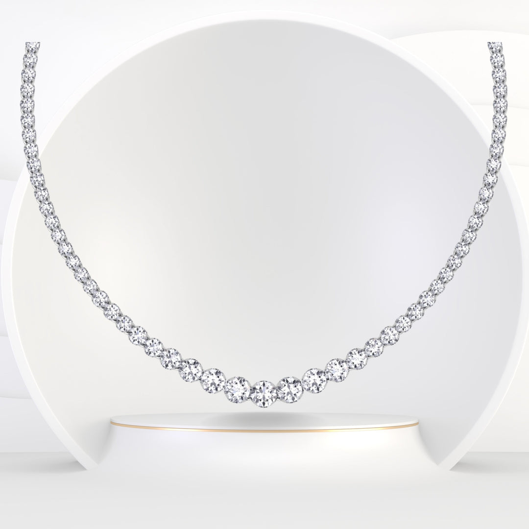 Custom - 5.5CT Diamond Tennis Necklace in 14K White Gold (16 Inches)