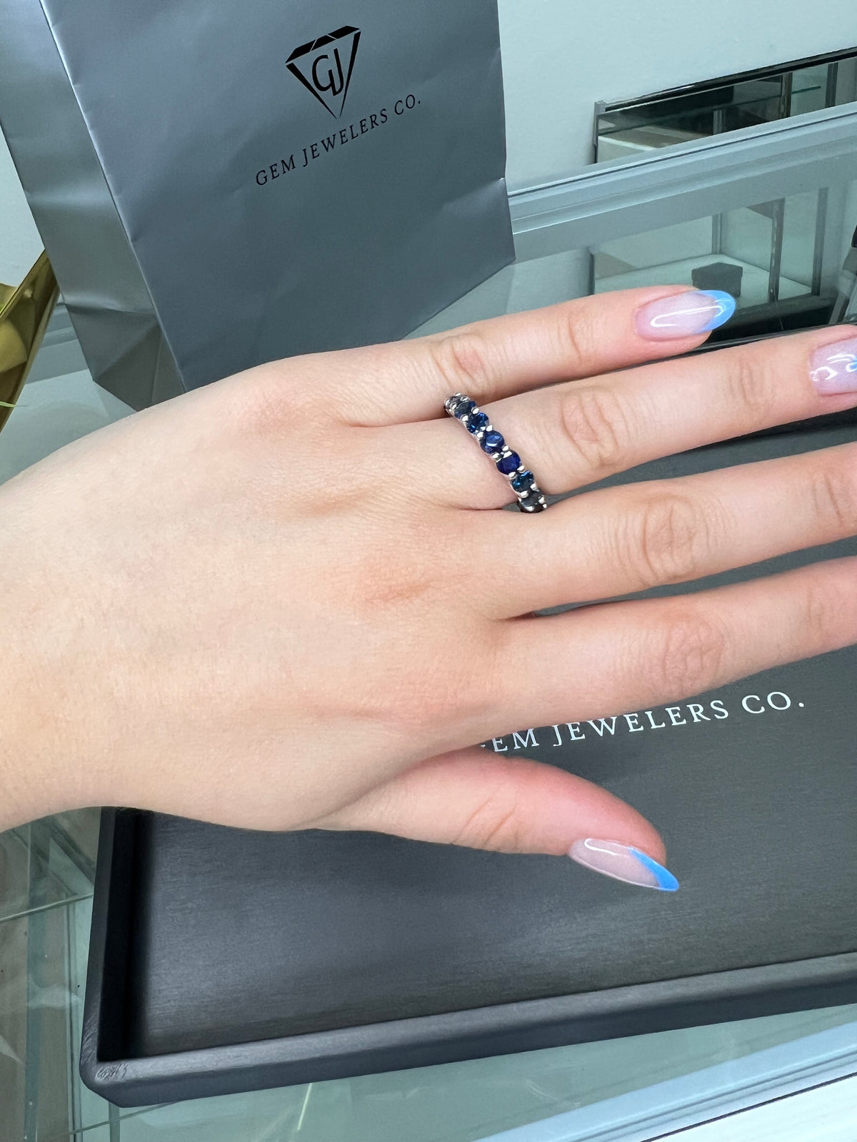 4-carat-prong-setting-round-cut-blue-sapphire-eternity-band-14k-white-gold