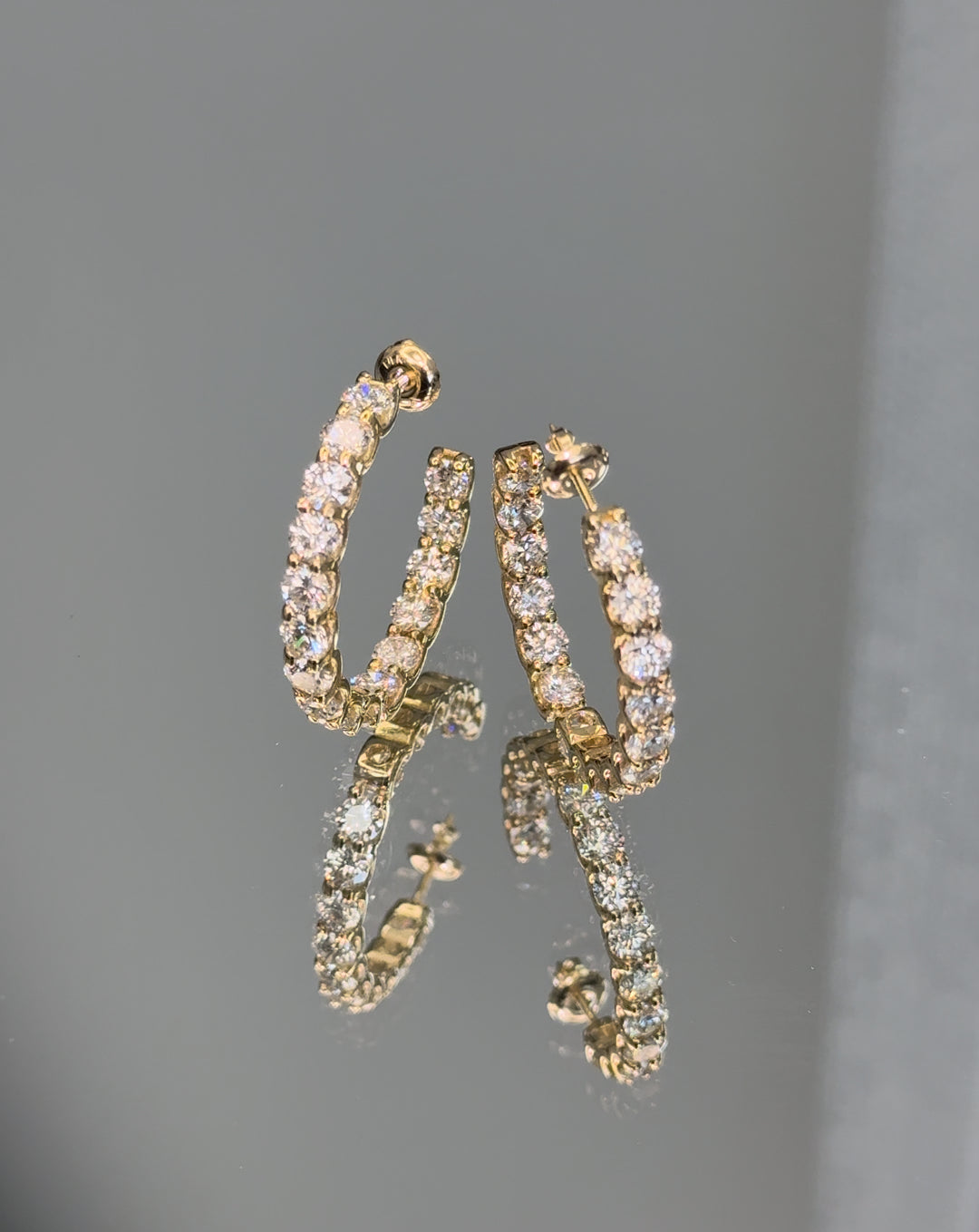 6.10CT T.W. Eternity Round Natural Diamond Hoops