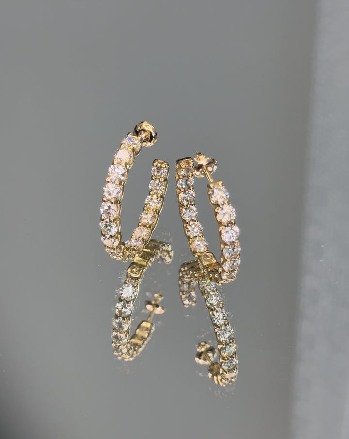 6.10CT T.W. Eternity Round Natural Diamond Hoops