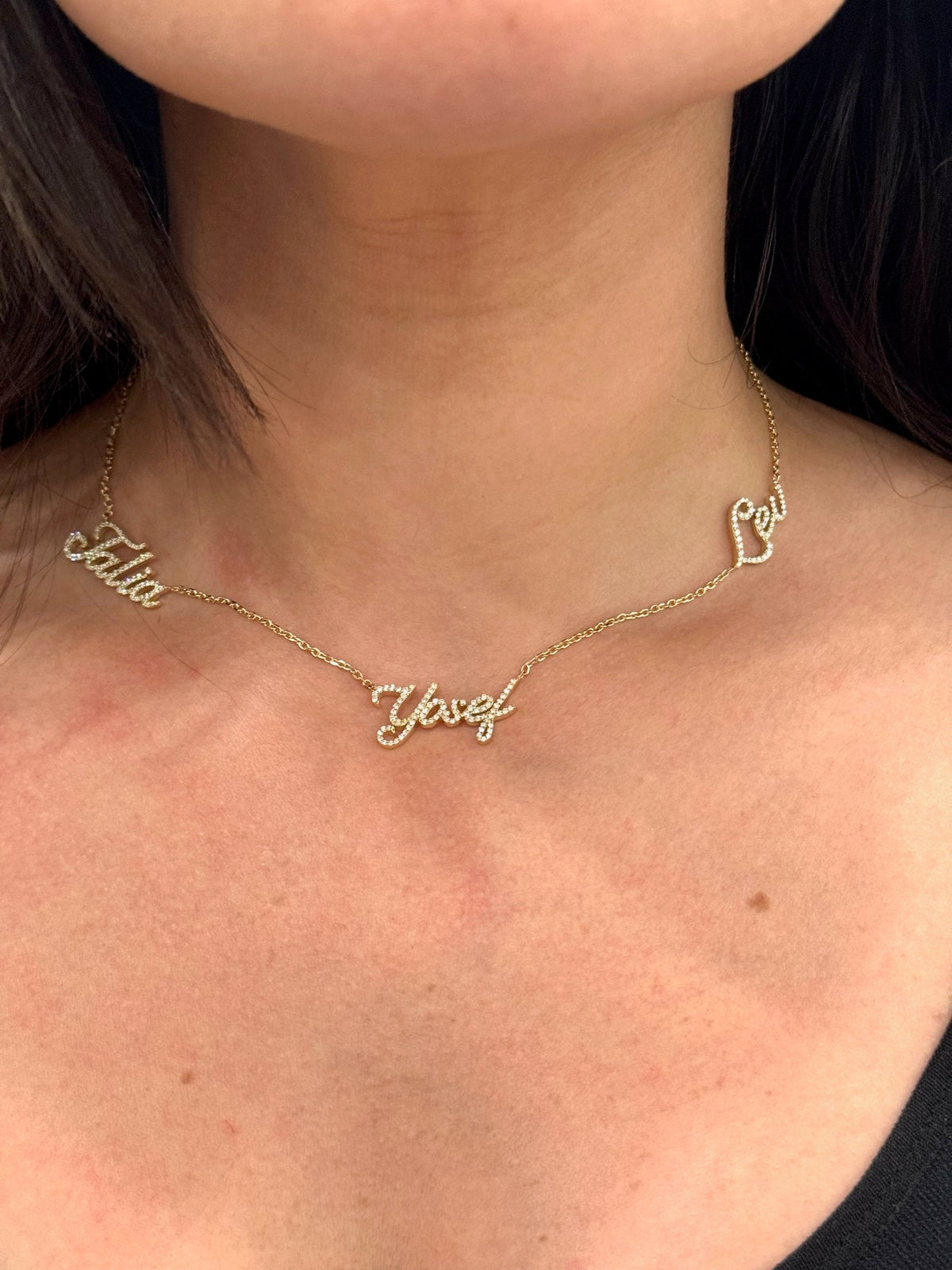 1.50CT T.W. Custom 3 Name Diamond Necklace - Gem Jewelers Co