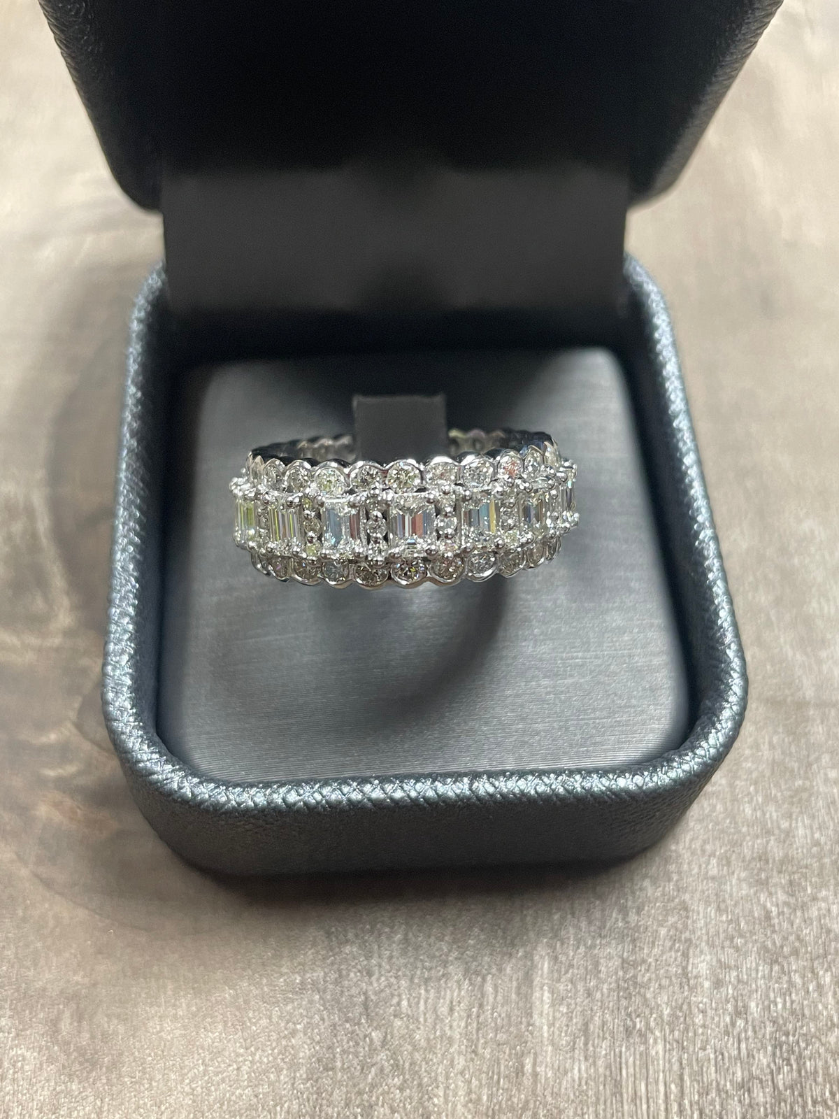 Trento - Round and Emerald Stacked Eternity Band - Gem Jewelers Co