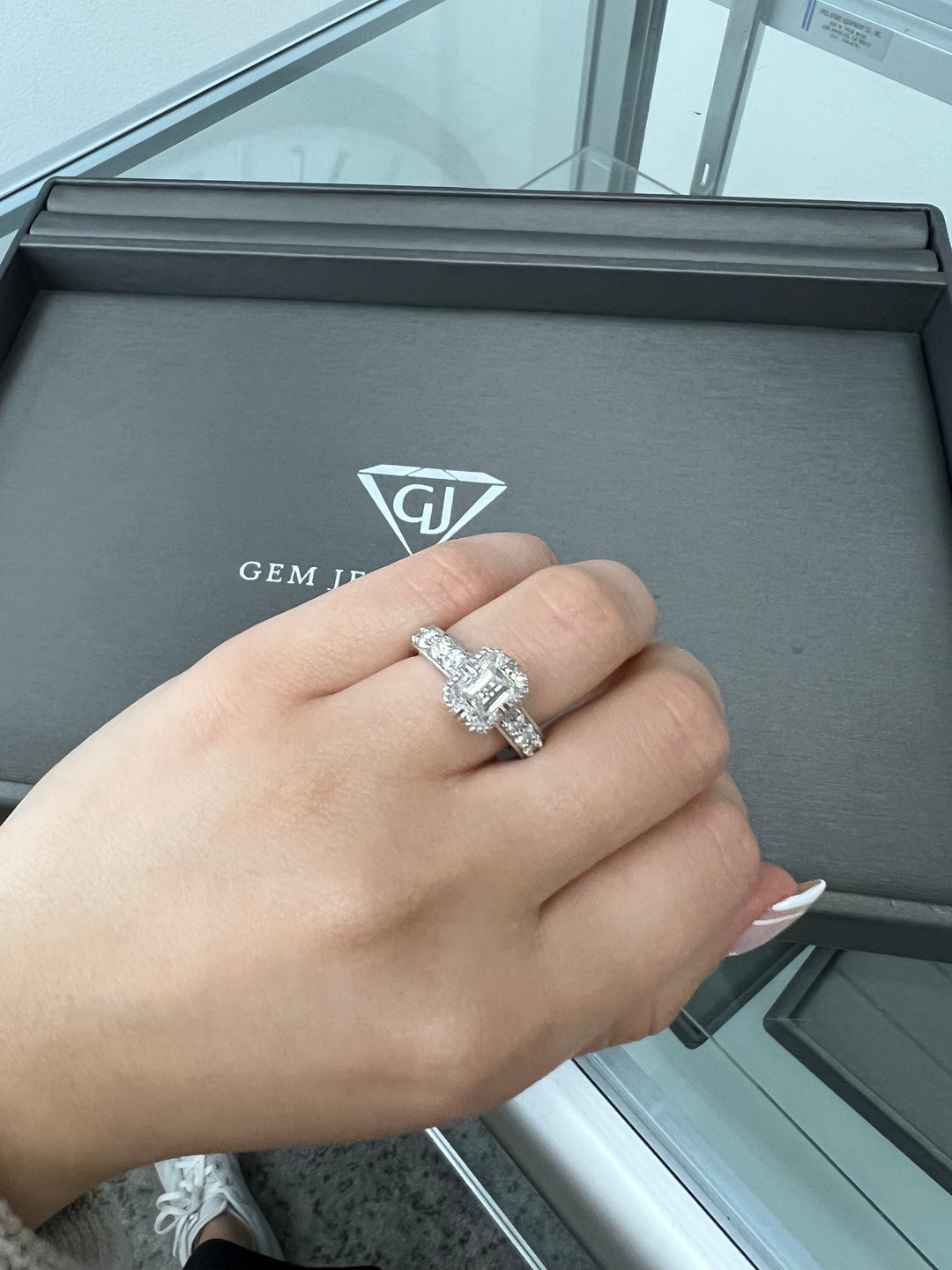 Bristol Emerald Cut Diamond Engagement Ring with Side stones and Inv