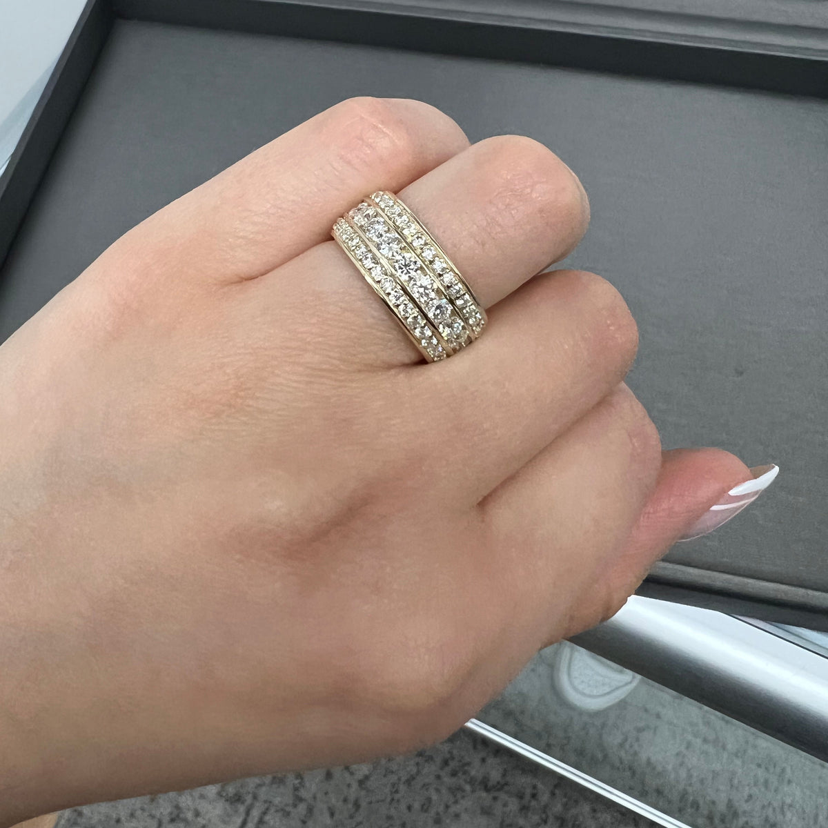 Lany - (3.28CT T.W.) Exclusive 3 Row Round Diamond Eternity Band - Gem Jewelers Co