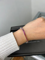 5.84 Carat Rainbow Colors Natural Sapphire Tennis Bracelet In 14K White Gold - Gem Jewelers Co