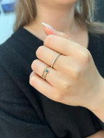Bleu - Round Cut Blue Sapphire Bezel Set Stacking Ring - Gem Jewelers Co