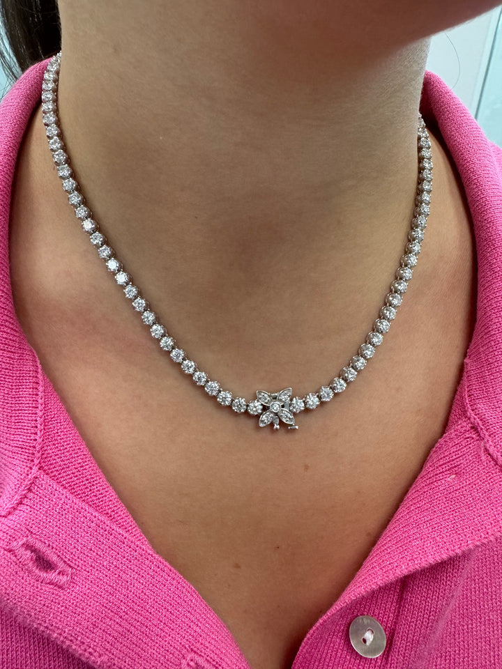 8CT Custom Initial Natural Diamond Tennis Necklace