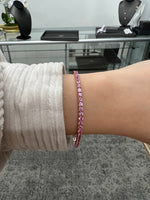 Pink sapphire natural gemstone bracelet in 14K gold